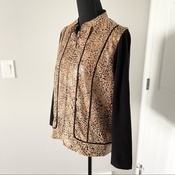 TanJay  Leopard Print Knitted Full Zip Jacket - Picture 2 of 15